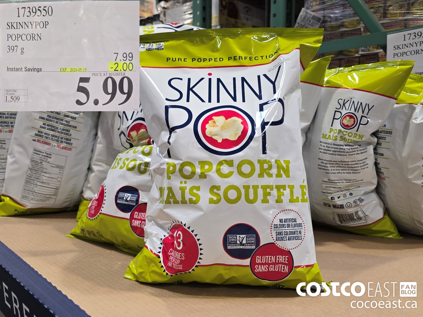 1739550 SKINNYPOP POPCORN 397 G ($2.00 INSTANT SAVINGS EXPIRES ON 2024-05-19) $5.99