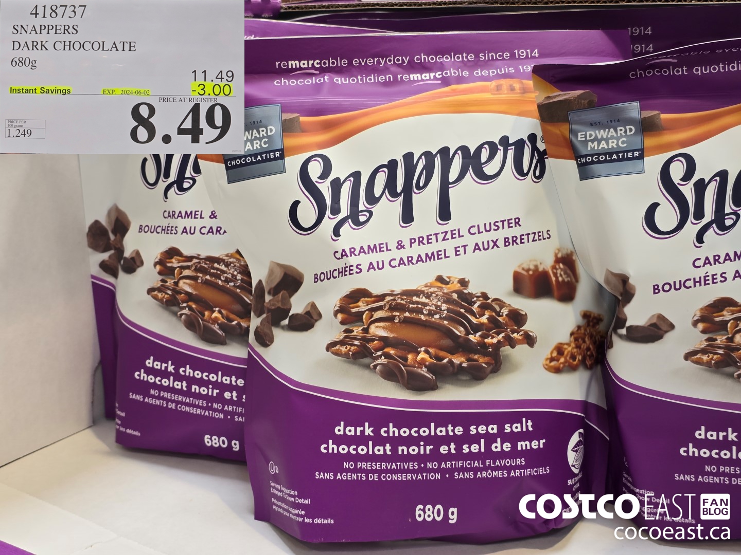 418737 SNAPPERS DARK CHOCOLATE 680g ($3.00 INSTANT SAVINGS EXPIRES ON 2024-06-02) $8.49