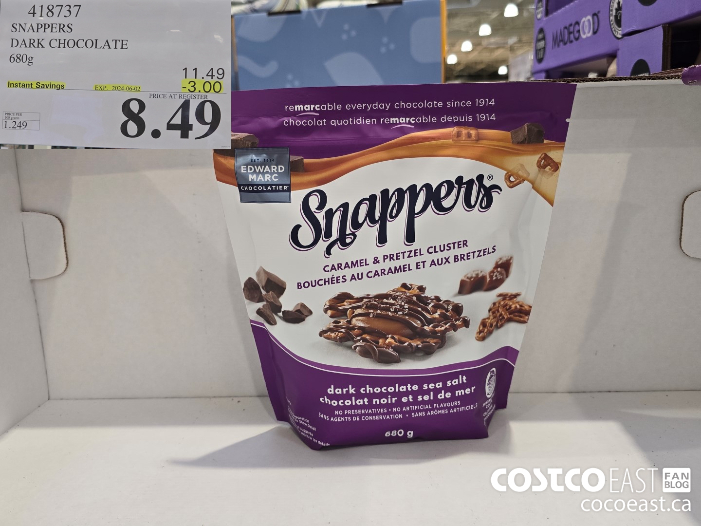 418737 SNAPPERS DARK CHOCOLATE 680g ($3.00 INSTANT SAVINGS EXPIRES ON 2024-06-02) $8.49