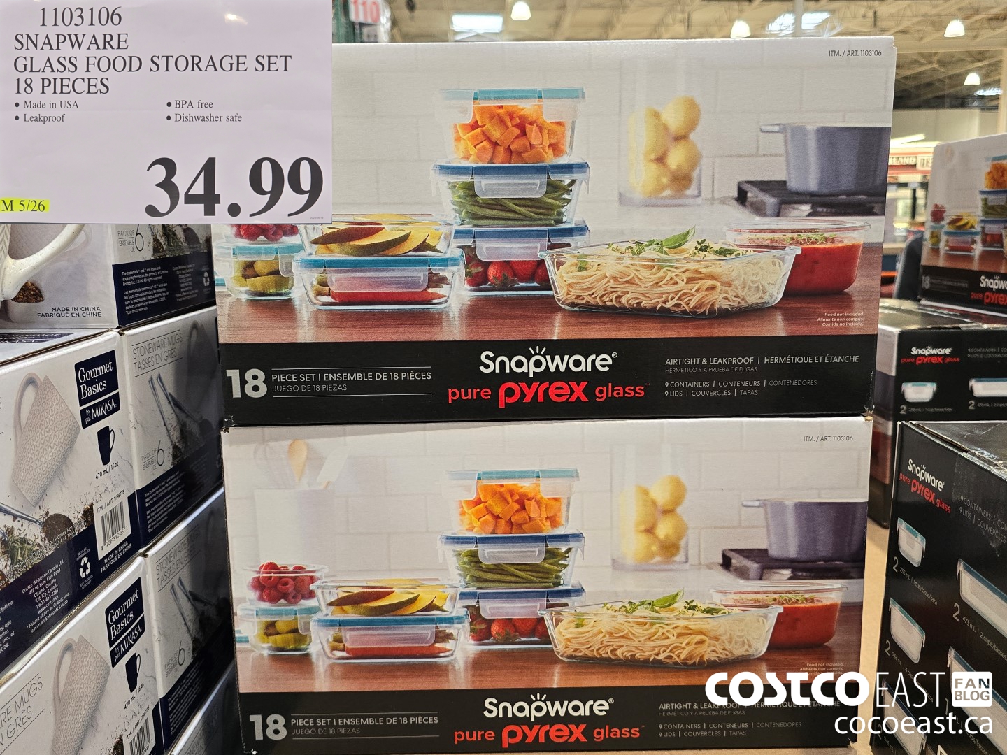 1103106 SNAPWARE GLASS FOOD STORAGE SET 18 PIECES $34.99