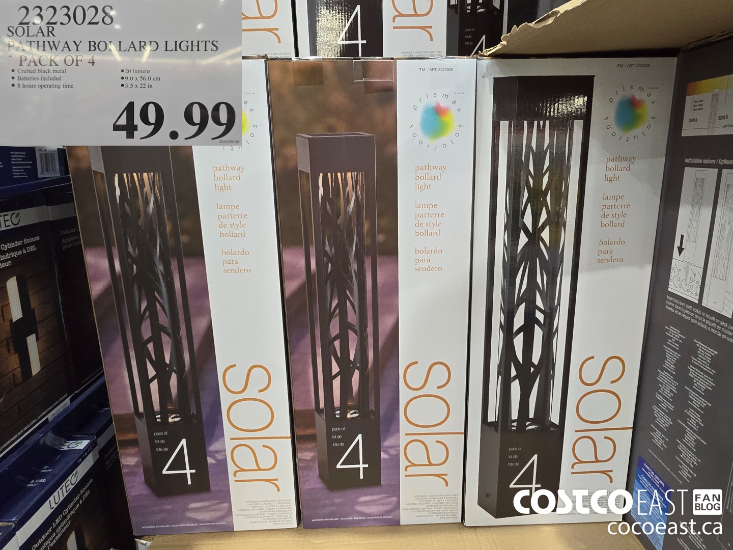 2323028 SOLAR PATHWAY BOLLARD LIGHTS PACK OF 4 $49.99