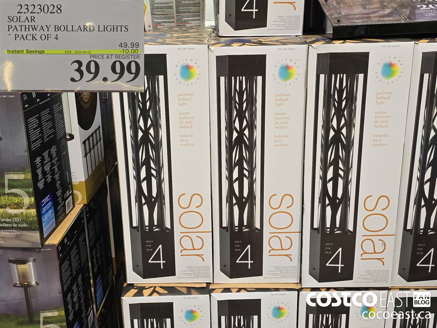 2323028 SOLAR PATHWAY BOLLARD LIGHTS PACK OF 4 ($10.00 INSTANT SAVINGS EXPIRES ON 2024-06-02) $39.99