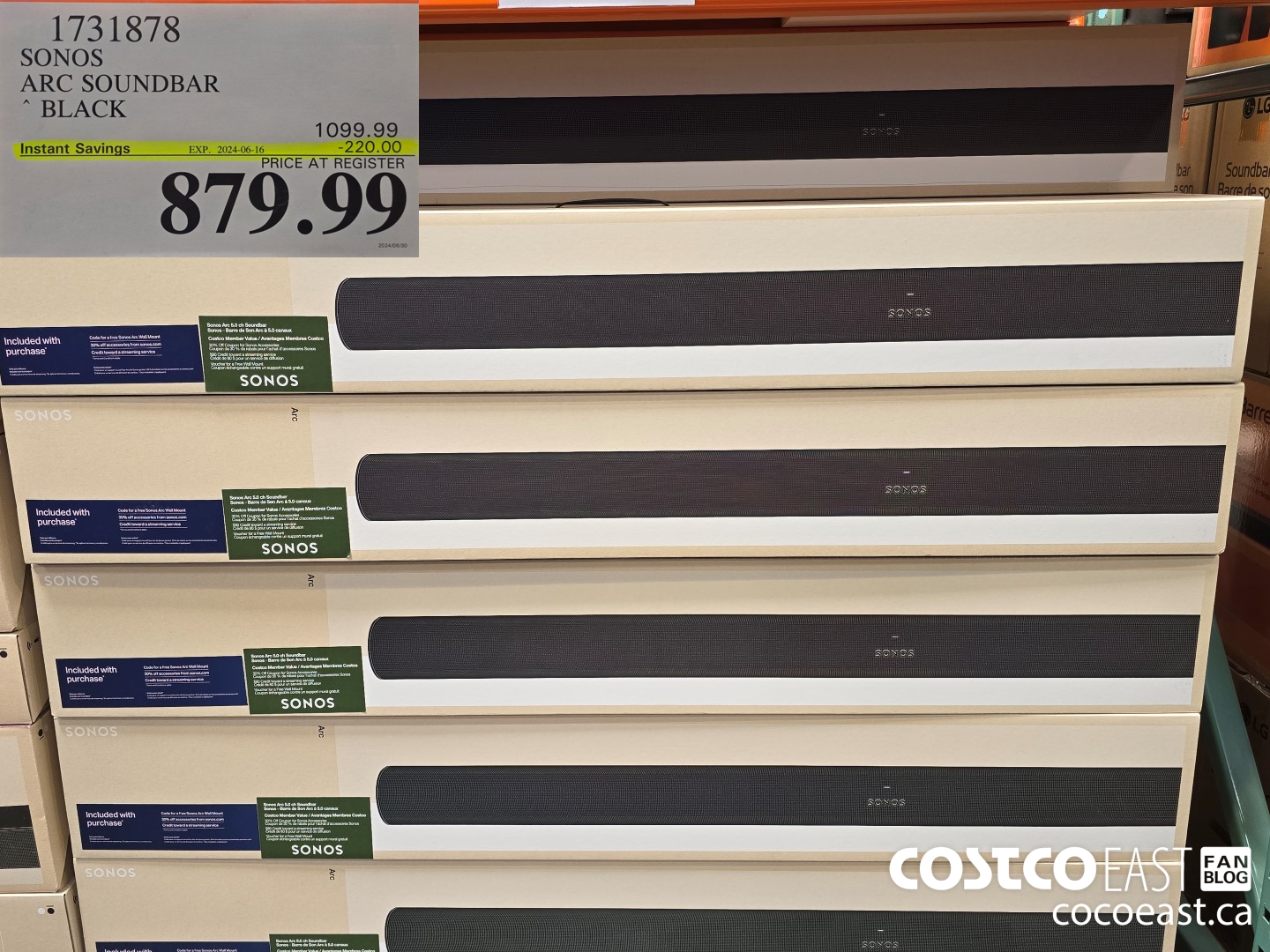 1731878 SONOS ARC SOUNDBAR BLACK ($220.00 INSTANT SAVINGS EXPIRES ON 2024-06-16) $879.99