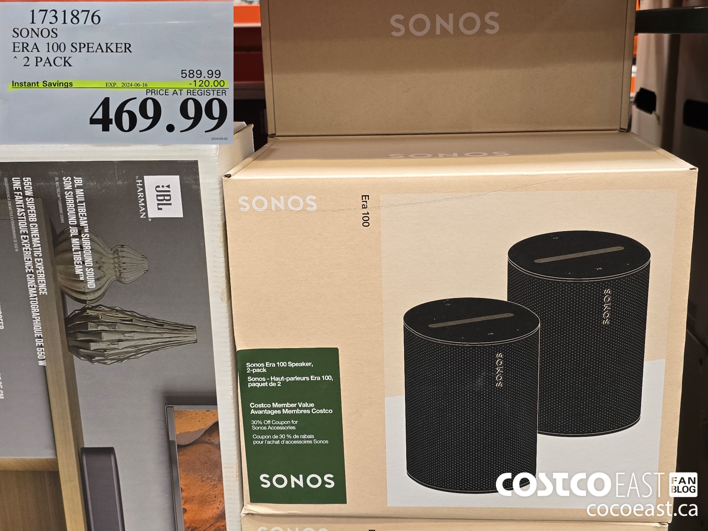 1731876 SONOS ERA 100 SPEAKER 2 PACK ($120.00 INSTANT SAVINGS EXPIRES ON 2024-06-16) $469.99