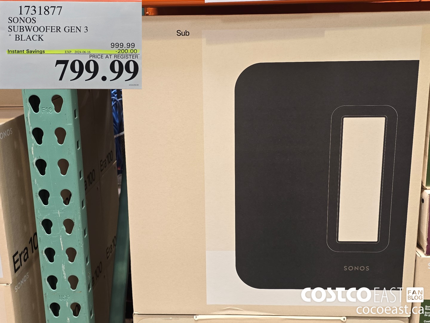 1731877 SONOS SUBWOOFER GEN 3 BLACK ($200.00 INSTANT SAVINGS EXPIRES ON 2024-06-16) $799.99