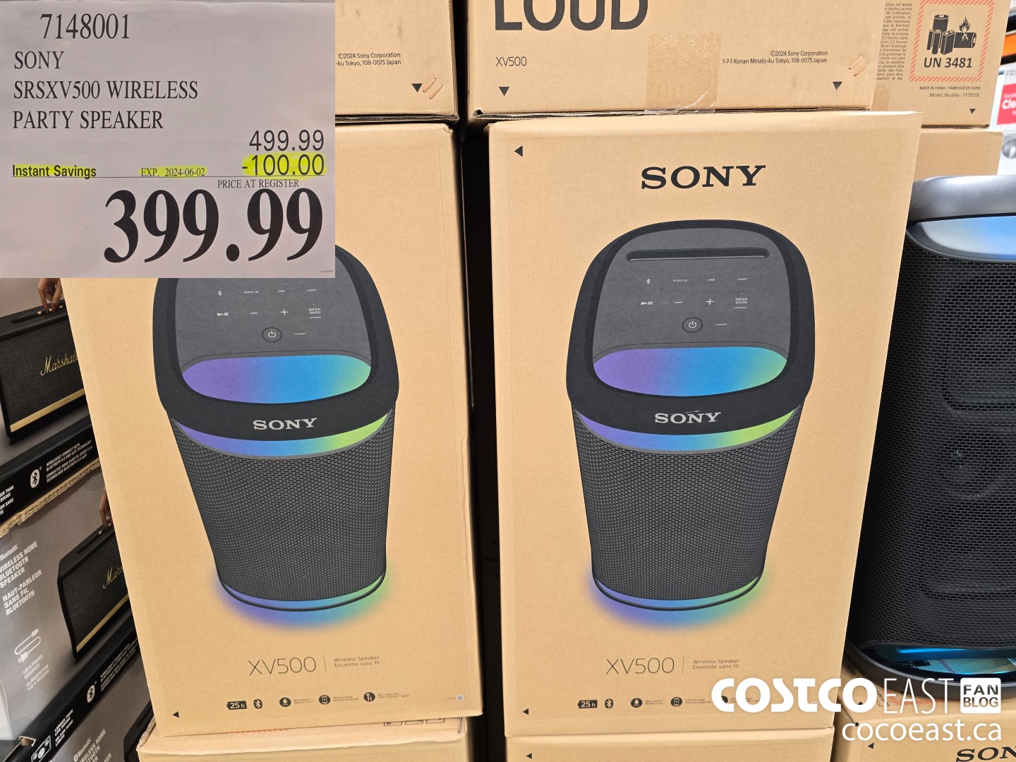 7148001 SONY SRSXV500 WIRELESS PARTY SPEAKER ($100.00 INSTANT SAVINGS EXPIRES ON 2024-06-02) $399.99