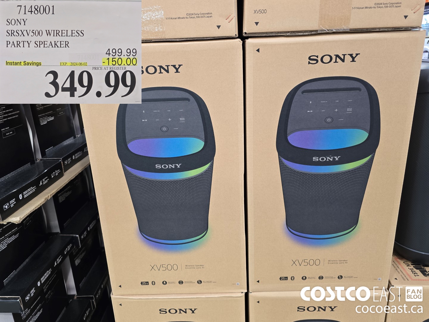 7148001 SONY SRSXV500 WIRELESS PARTY SPEAKER ($150.00 INSTANT SAVINGS EXPIRES ON 2024-06-02) $349.99