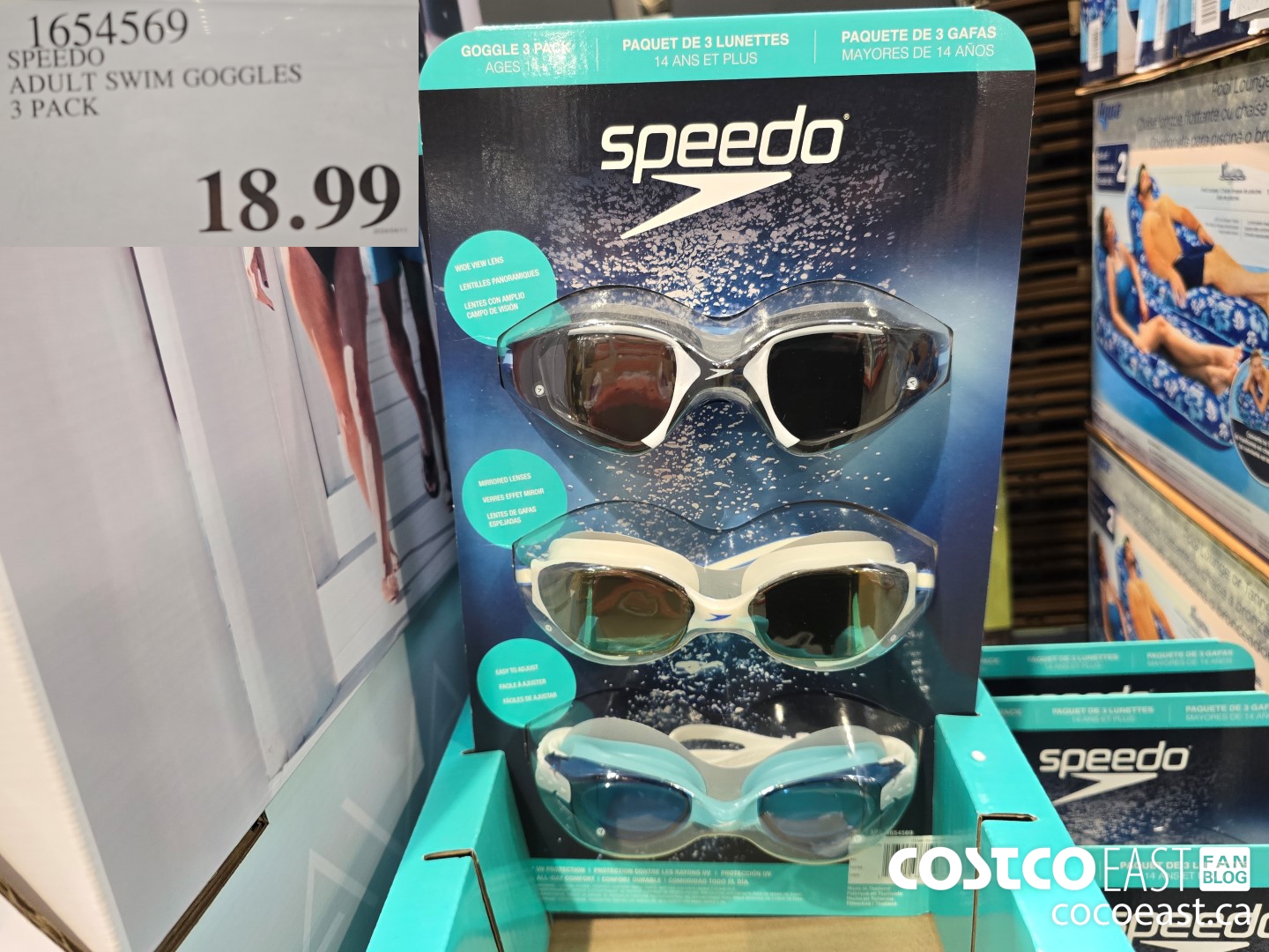 1654569 SPEEDO ADULT SWIM GOGGLES 3 PACK $18.99
