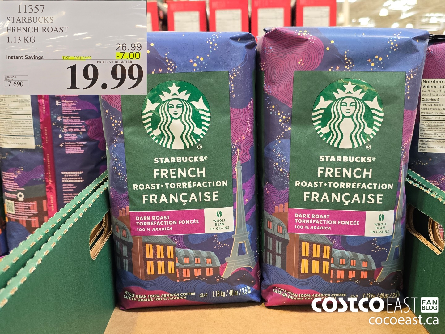 11357 STARBUCKS FRENCH ROAST 1.13 KG ($7.00 INSTANT SAVINGS EXPIRES ON 2024-06-02) $19.99