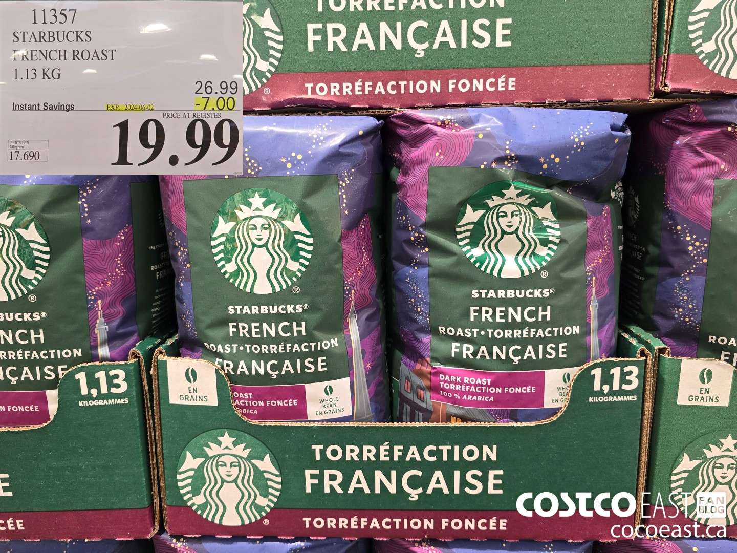 11357 STARBUCKS FRENCH ROAST 1.13 KG ($7.00 INSTANT SAVINGS EXPIRES ON 2024-06-02) $19.99