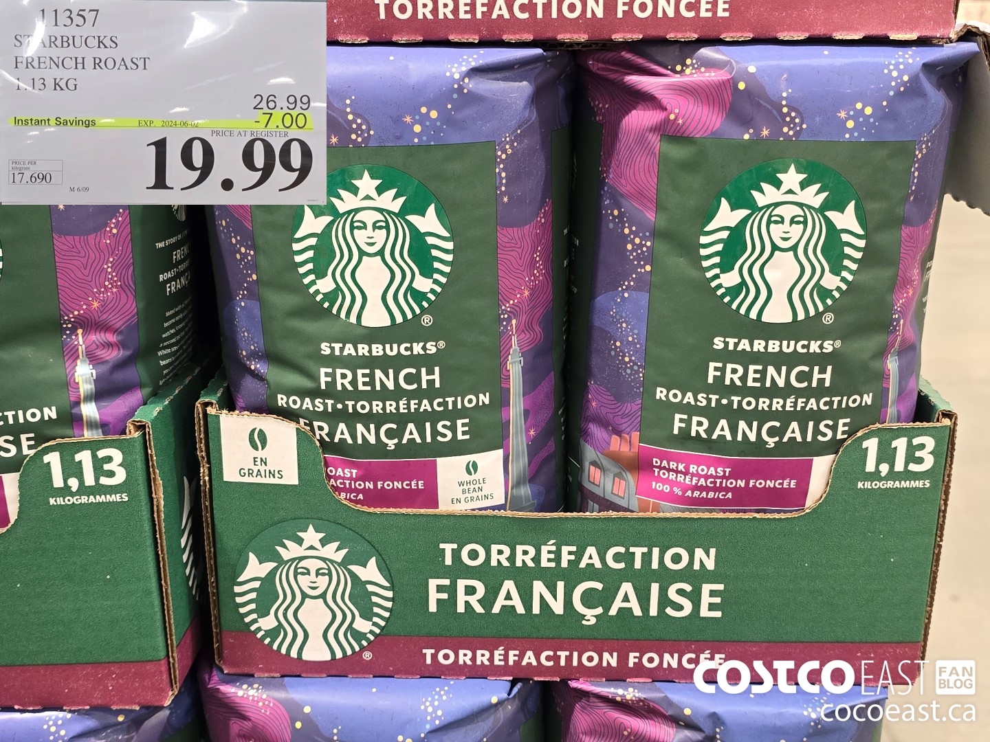 11357 STARBUCKS FRENCH ROAST 1.13 KG ($7.00 INSTANT SAVINGS EXPIRES ON 2024-06-02) $19.99