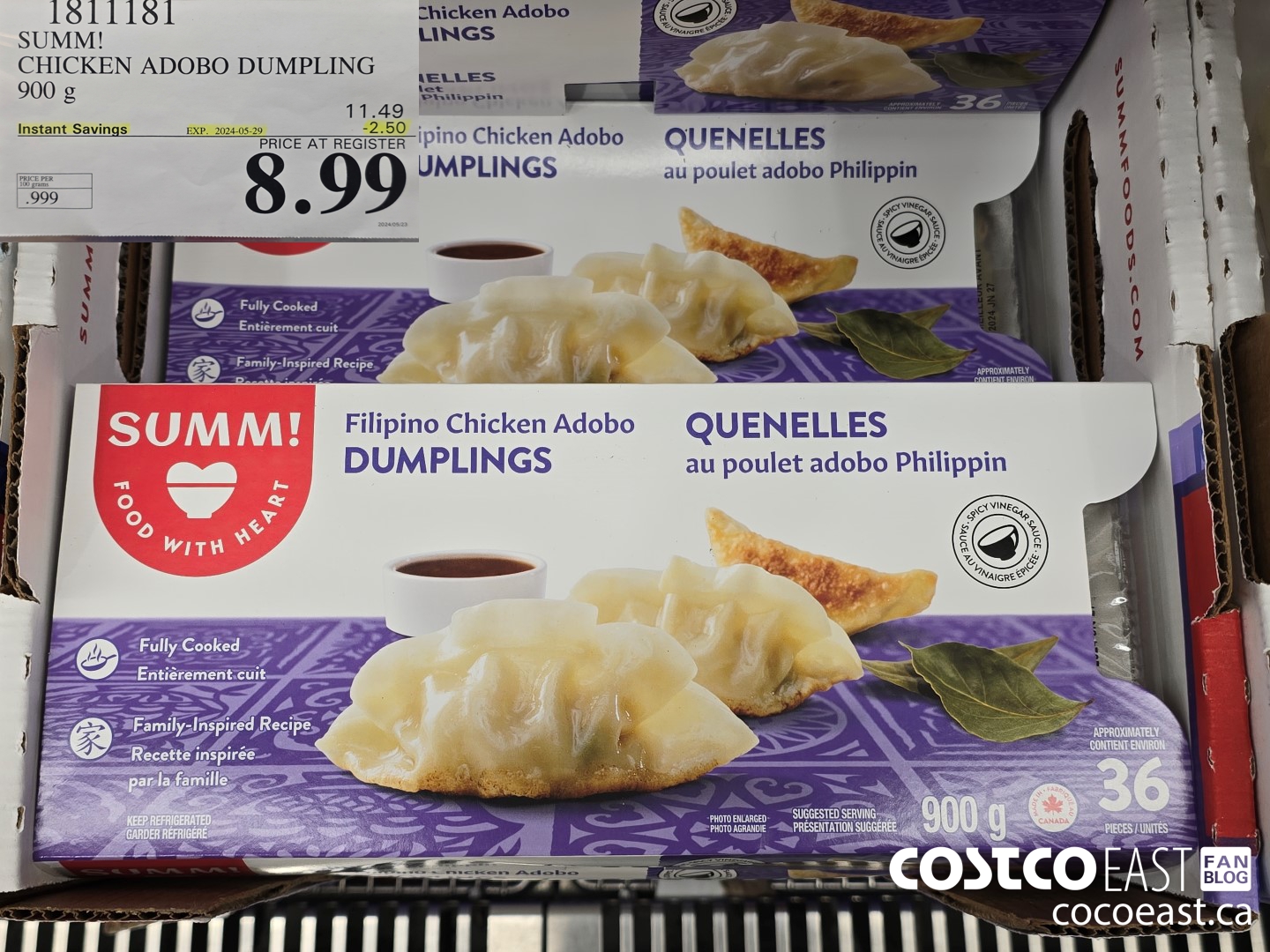 1811181 SUMM! CHICKEN ADOBO DUMPLING 900 G ($2.50 INSTANT SAVINGS EXPIRES ON 2024-05-29) $8.99
