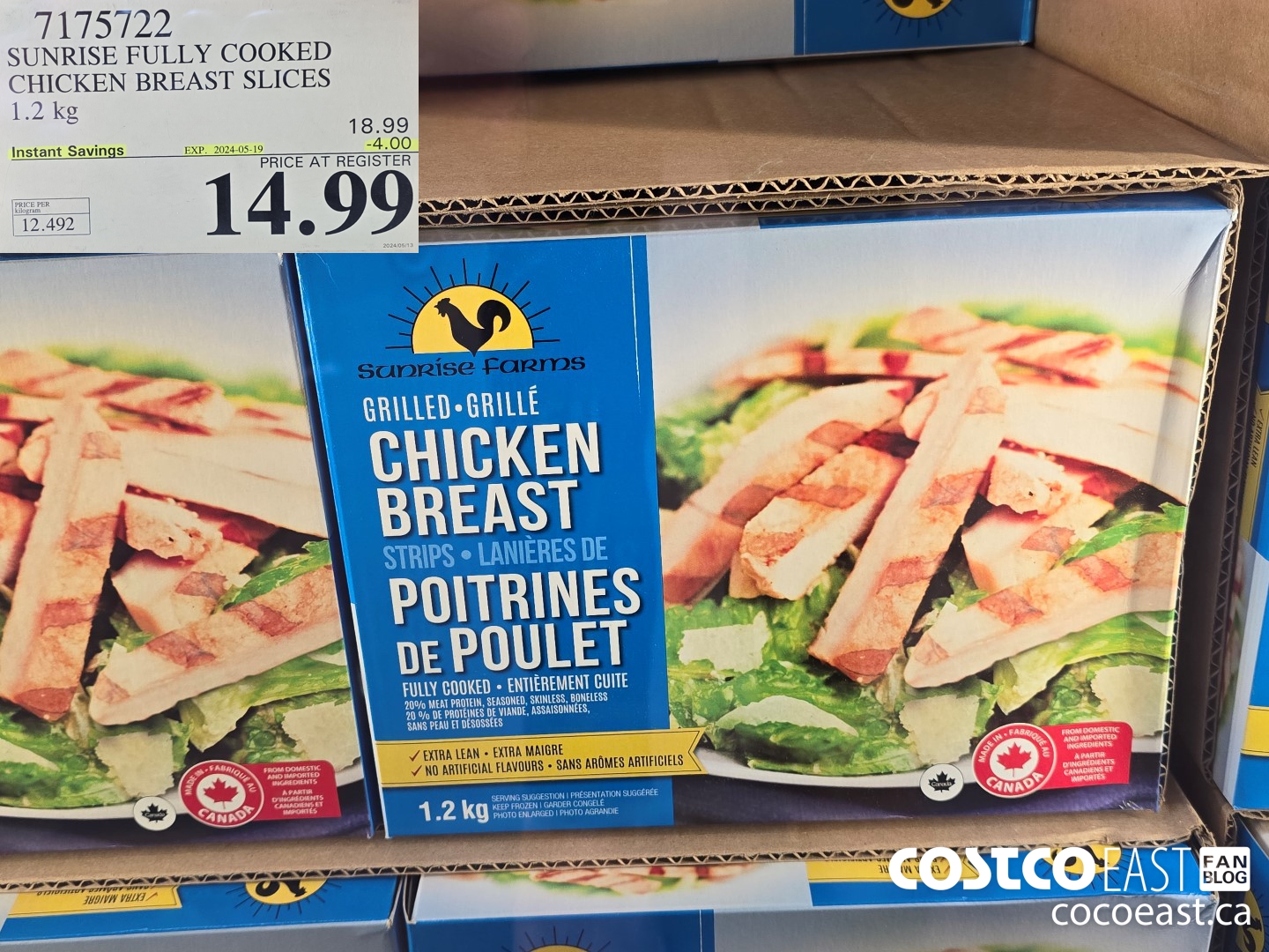 7175722 SUNRISE FULLY COOKED CHICKEN BREAST SLICES 1.2 kg ($4.00 INSTANT SAVINGS EXPIRES ON 2024-05-19) $14.99