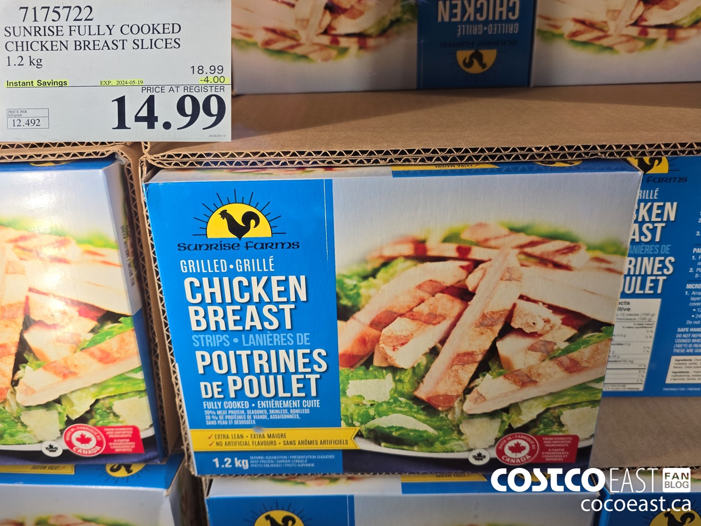 7175722 SUNRISE FULLY COOKED CHICKEN BREAST SLICES 1.2 kg ($4.00 INSTANT SAVINGS EXPIRES ON 2024-05-19) $14.99