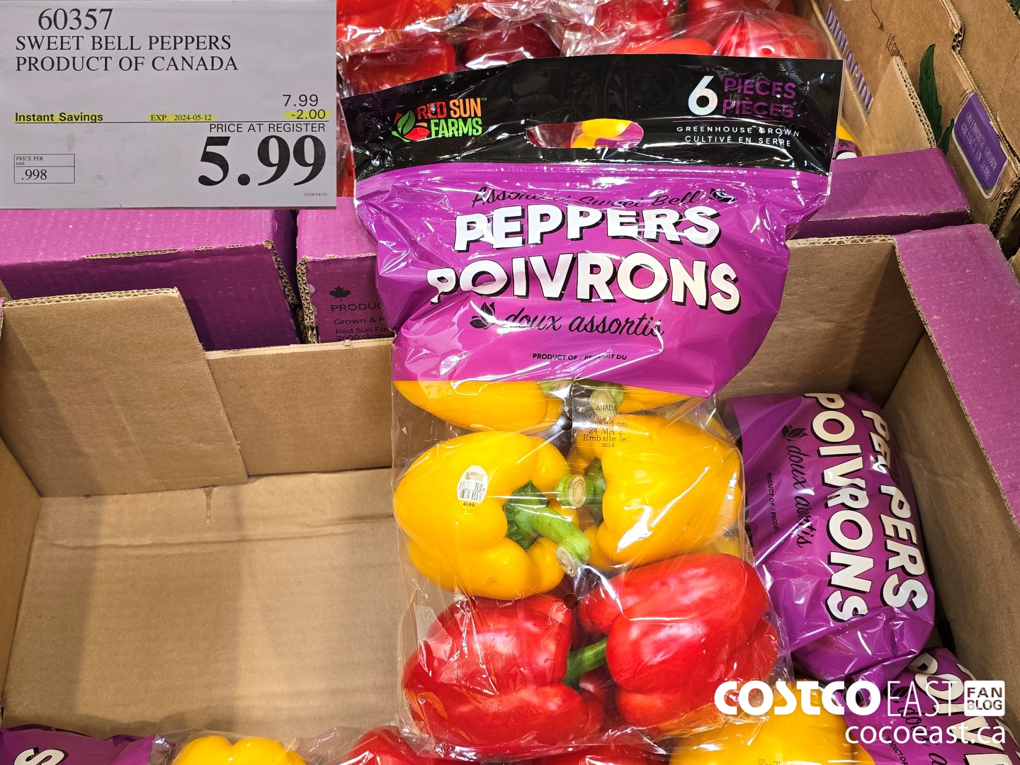 60357 SWEET BELL PEPPERS PRODUCT OF CANADA ($2.00 INSTANT SAVINGS EXPIRES ON 2024-05-12) $5.99