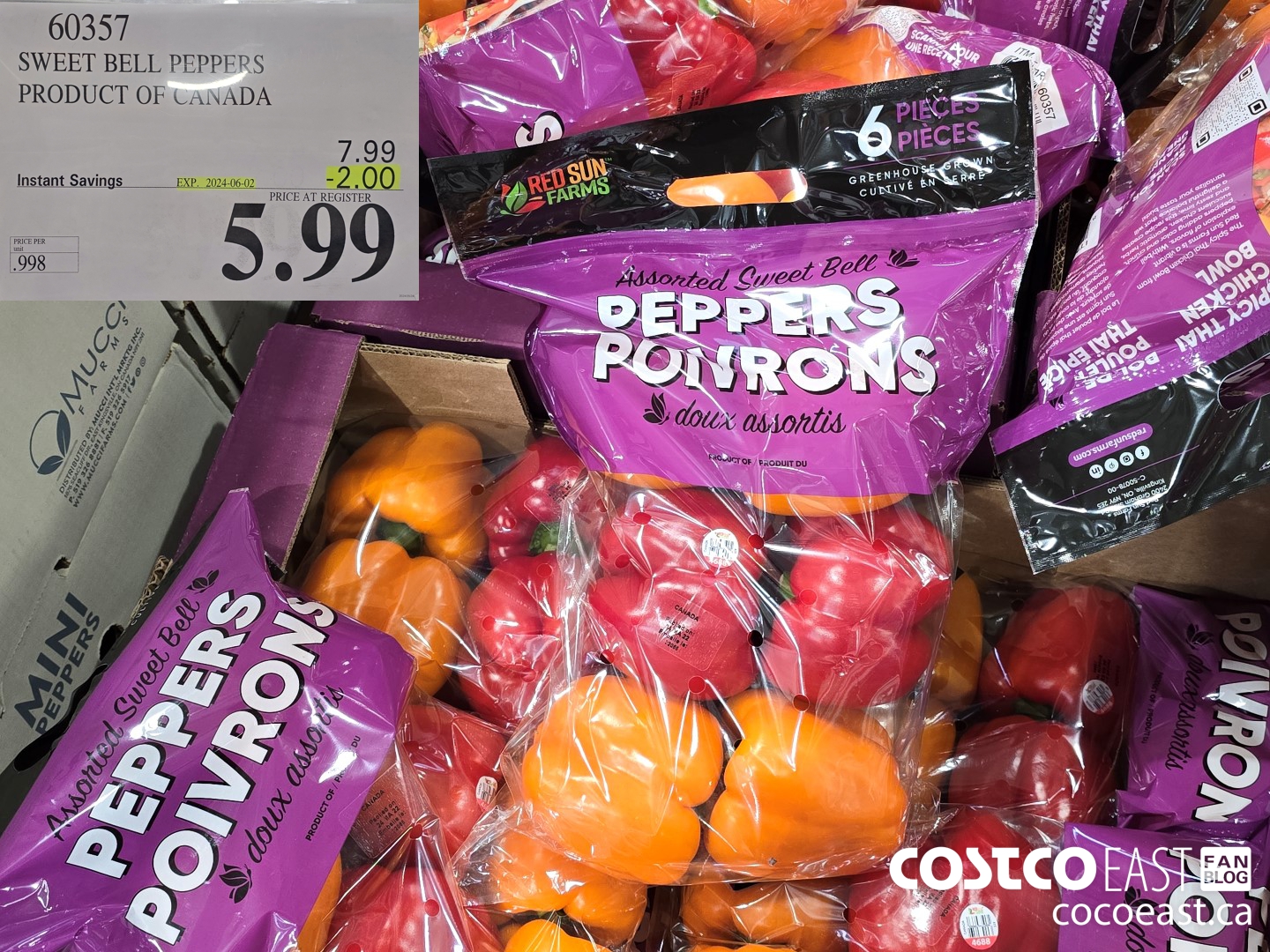 60357 SWEET BELL PEPPERS PRODUCT OF CANADA ($2.00 INSTANT SAVINGS EXPIRES ON 2024-06-02) $5.99