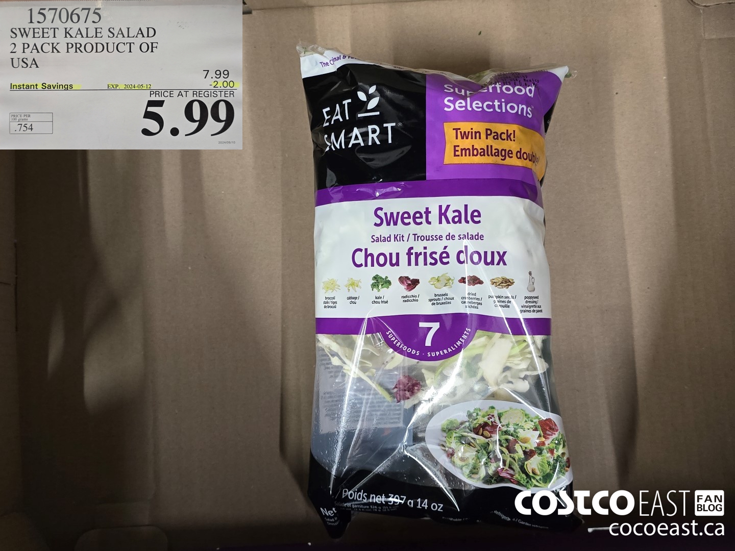 1570675 SWEET KALE SALAD 2 PACK PRODUCT OF USA ($2.00 INSTANT SAVINGS EXPIRES ON 2024-05-12) $5.99
