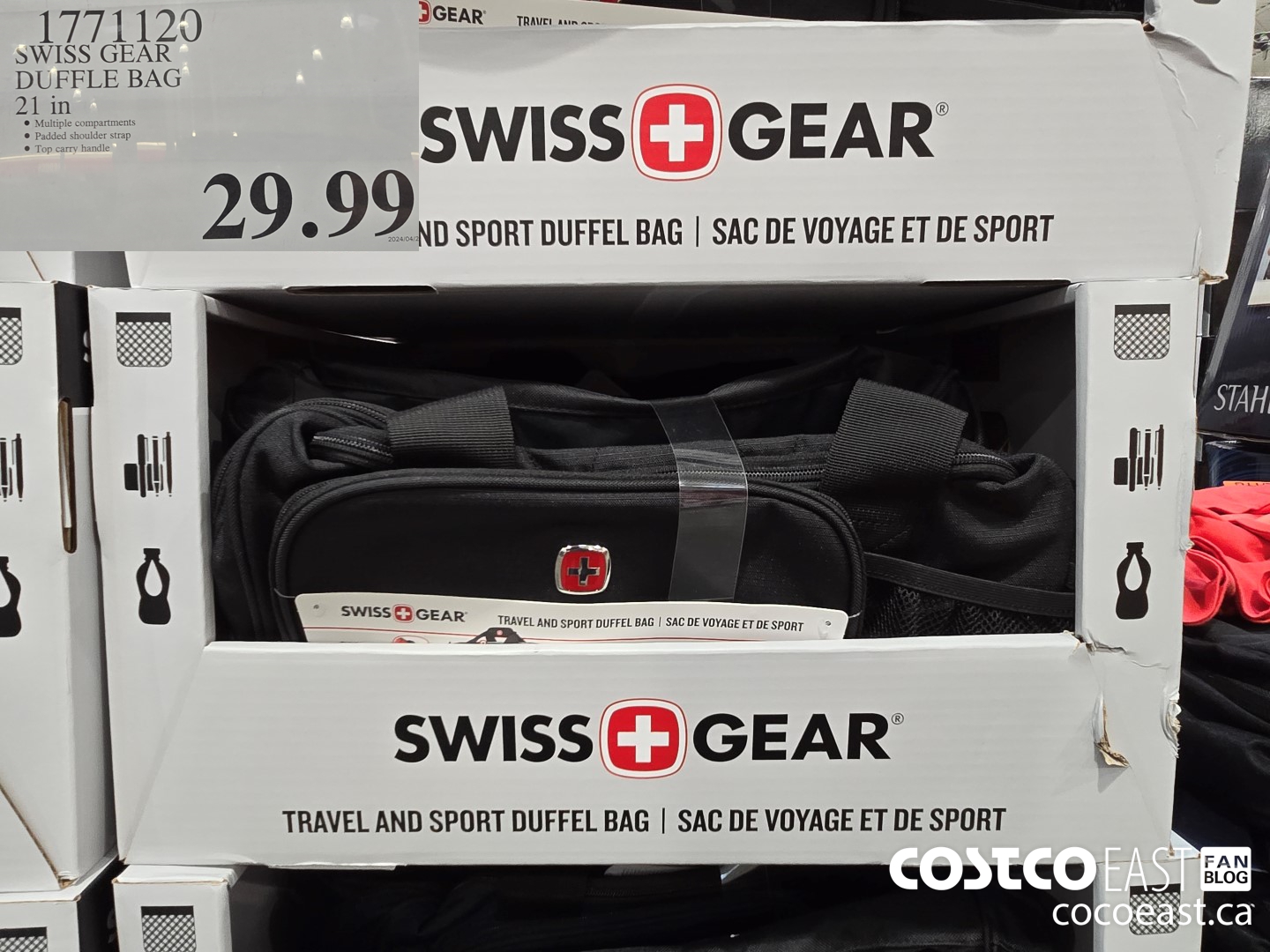 1771120 SWISS GEAR DUFFLE BAG 21 IN $29.99