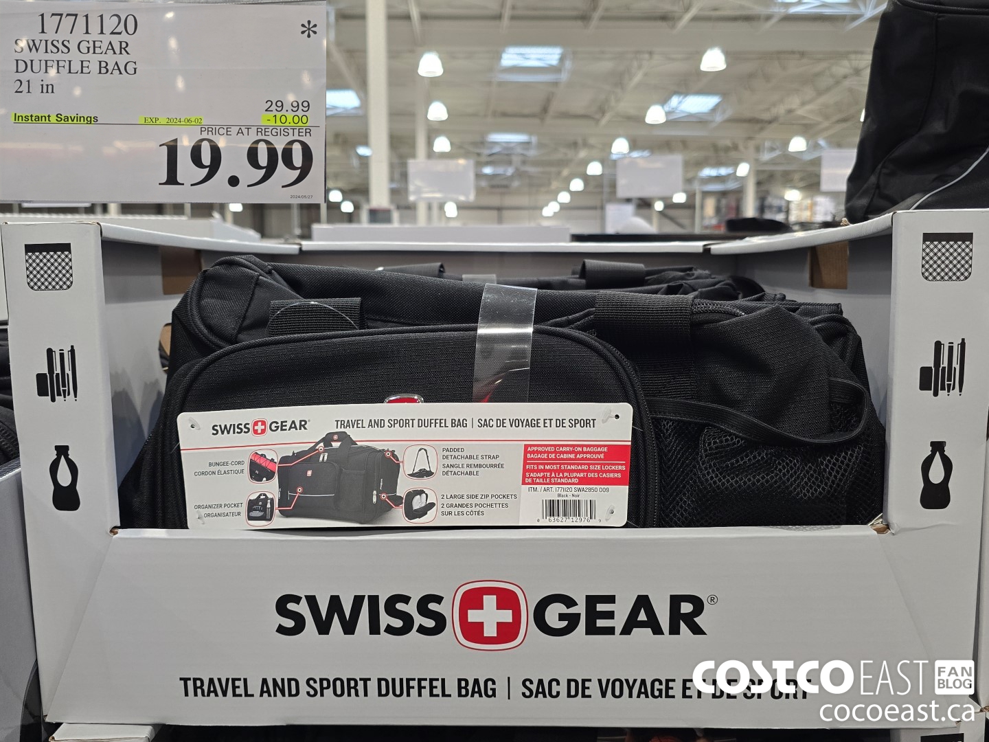1771120 SWISS GEAR DUFFLE BAG 21 IN ($10.00 INSTANT SAVINGS EXPIRES ON 2024-06-02) $19.99