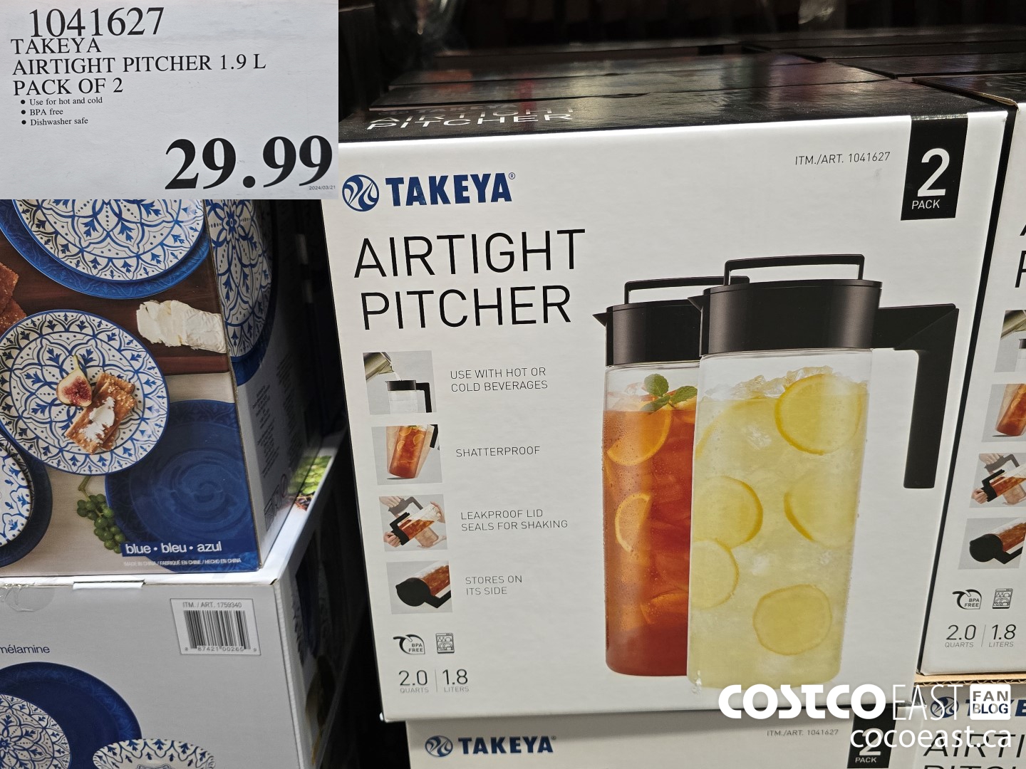 1041627 TAKEYA AIRTIGHT PITCHER 1.9 L PACK OF 2 $29.99