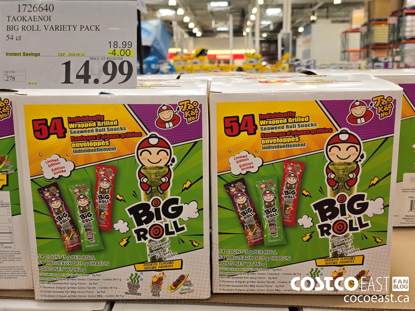 1726640 TAOKAENOI BIG ROLL VARITETY PACK 54 ct ($4.00 INSTANT SAVINGS EXPIRES ON 2024-05-12) $14.99