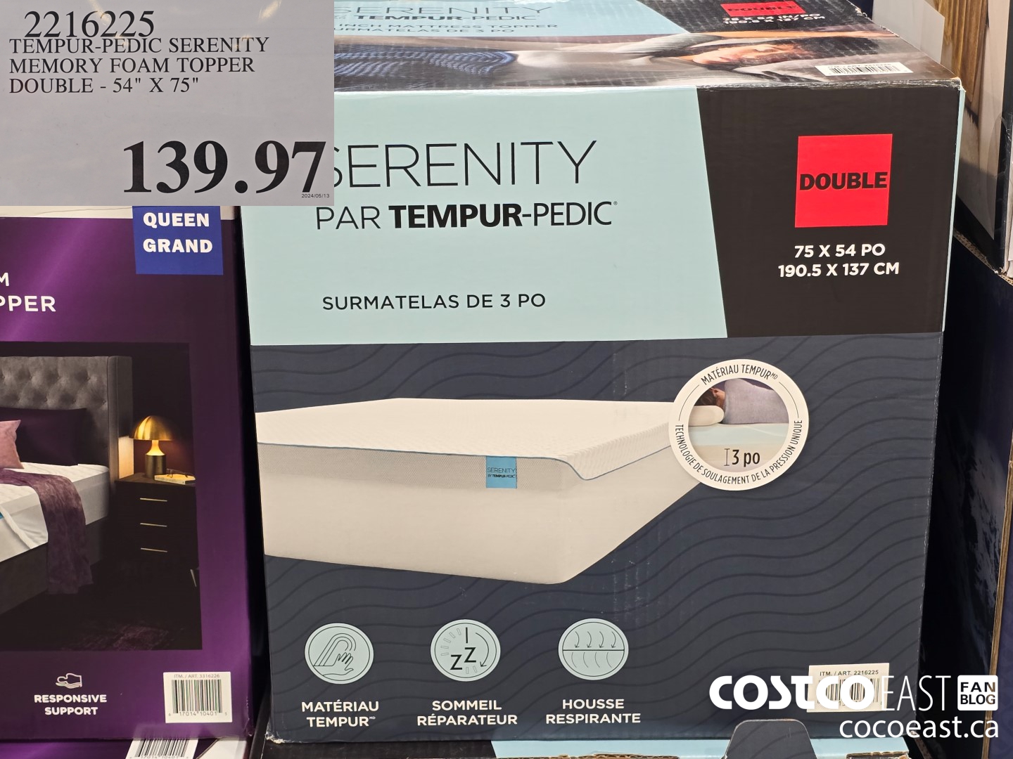 2216225 TEMPUR-PEDIC SERENITY MEMORY FOAM TOPPER DOUBLE - 54