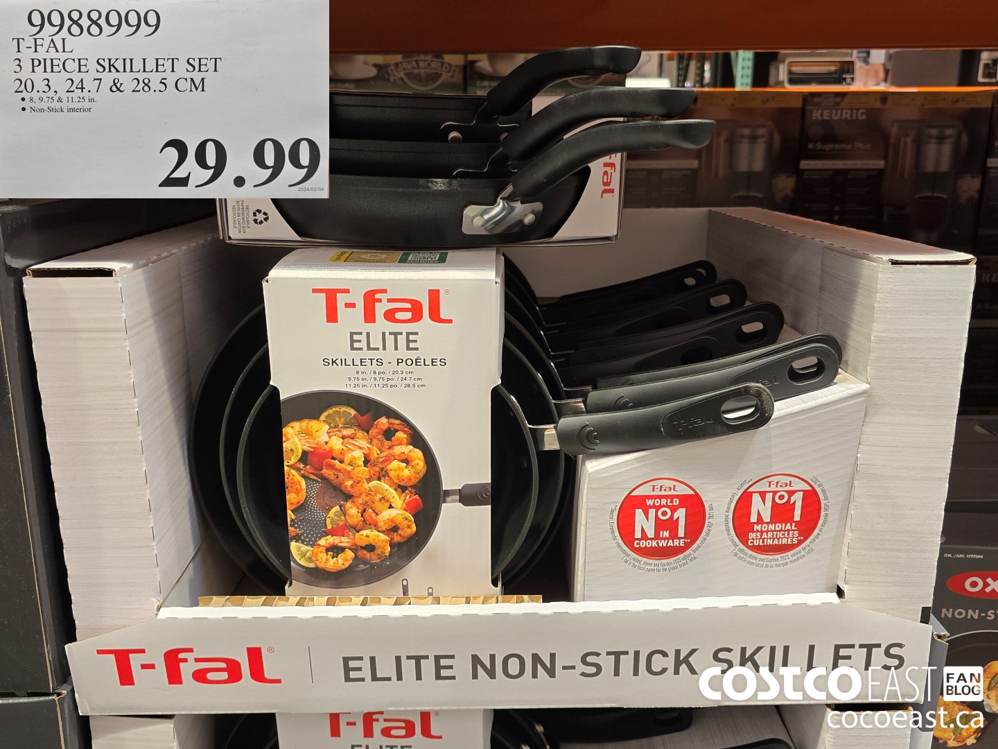 9988999 T-FAL 3 PIECE SKILLET SET 20.3, 24.7, & 28.5 CM $29.99