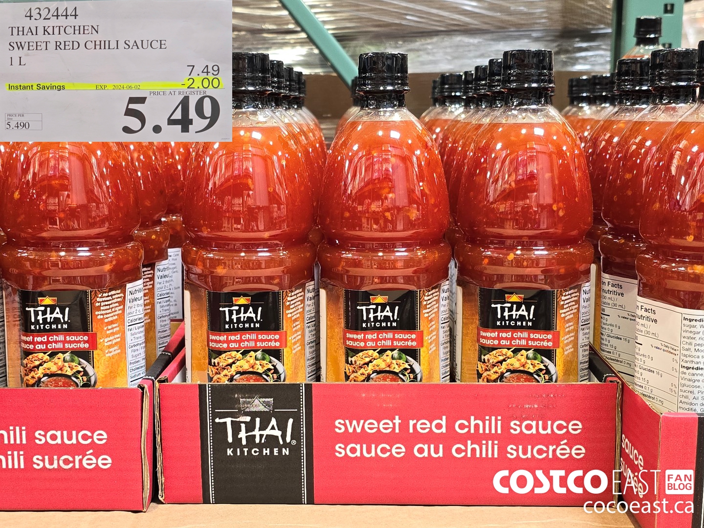 432444 THAI KITCHEN SWEET RED CHILI SAUCE 1 L ($2.00 INSTANT SAVINGS EXPIRES ON 2024-06-02) $5.49