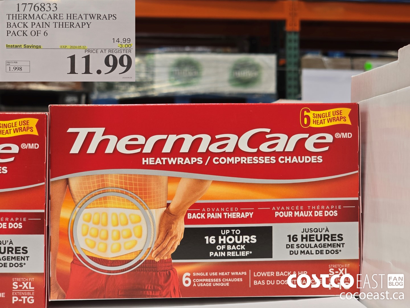 1776833 THERMACARE HEATWRAPS BACK PAIN THERAPY PACK OF 6 ($3.00 INSTANT SAVINGS EXPIRES ON 2024-05-12) $11.99