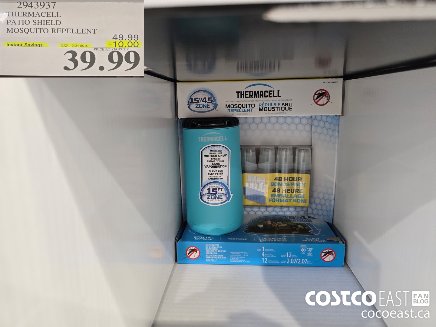 2943937 THERMACELL PATIO SHIELD MOSQUITO REPELLENT ($10.00 INSTANT SAVINGS EXPIRES ON 2024-06-02) $39.99