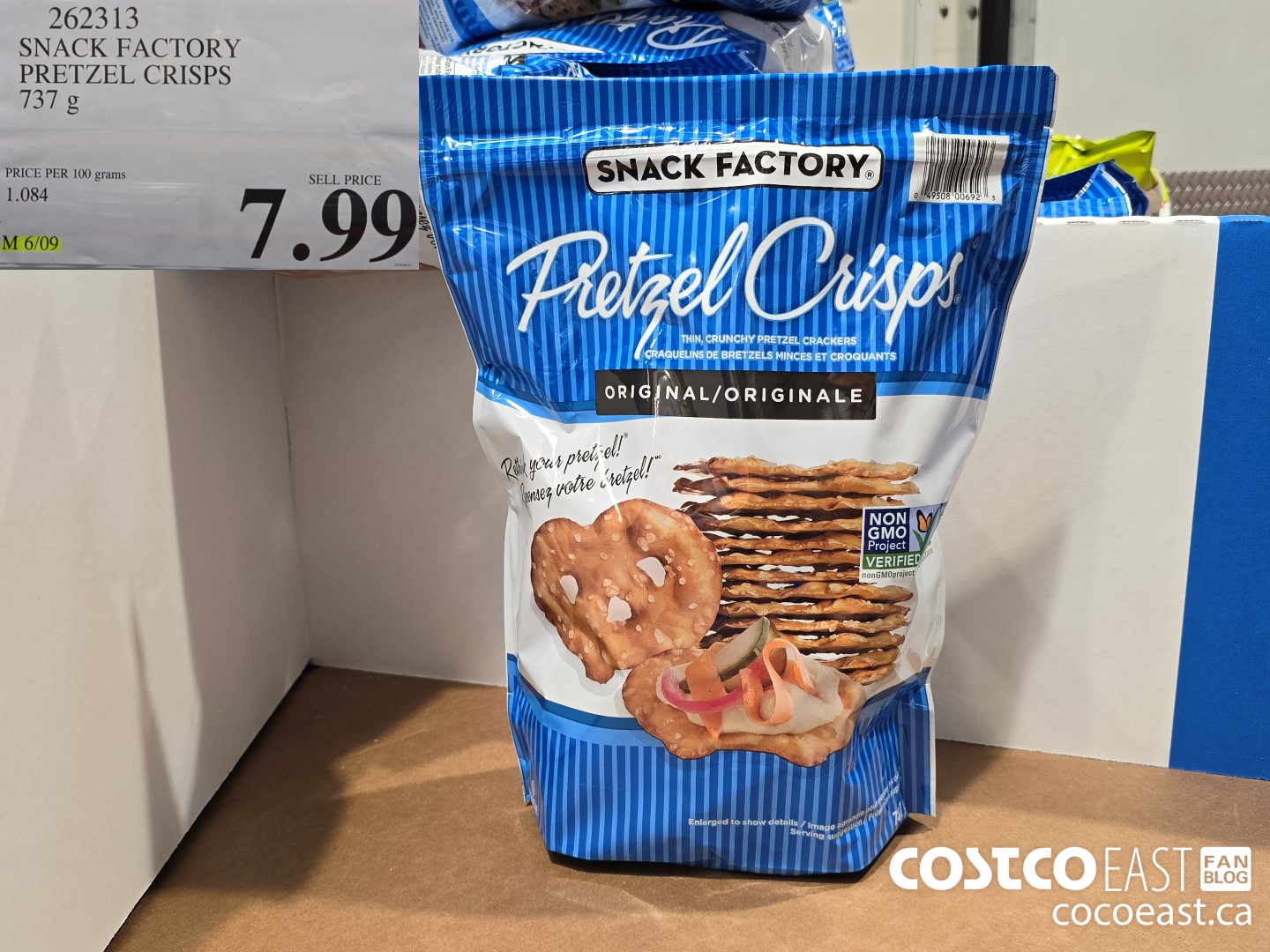 262313 THE SNACK FACTORY PRETZEL CRISPS 737 G $7.99
