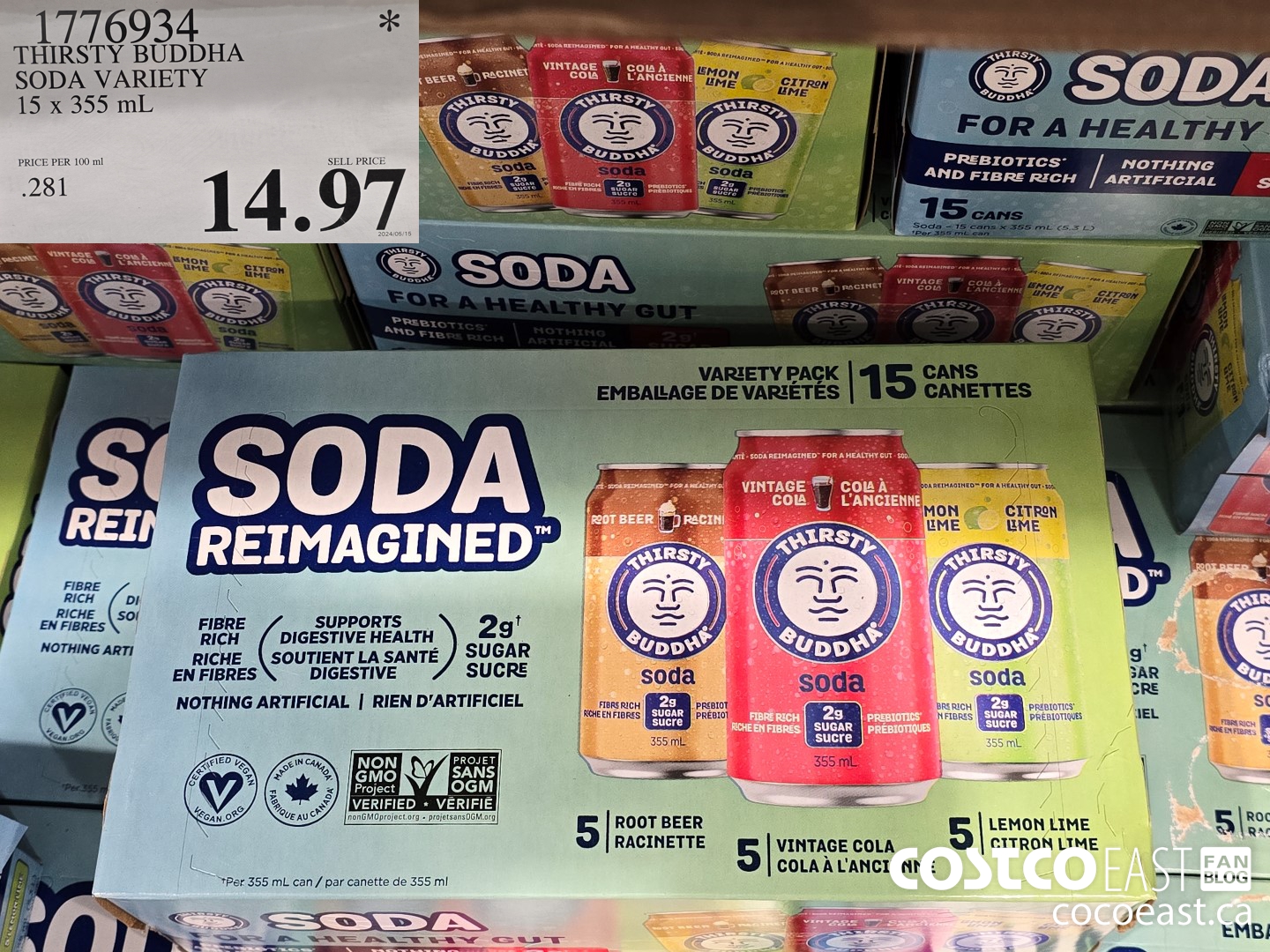 1776934 THIRSTY BUDDHA SODA VARIETY 15 x 353 ML $14.97