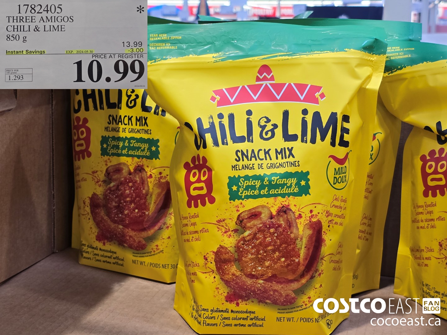 1782405 THREE AMIGOS CHILI & LIME 850 g ($3.00 INSTANT SAVINGS EXPIRES ON 2024-05-30) $10.99