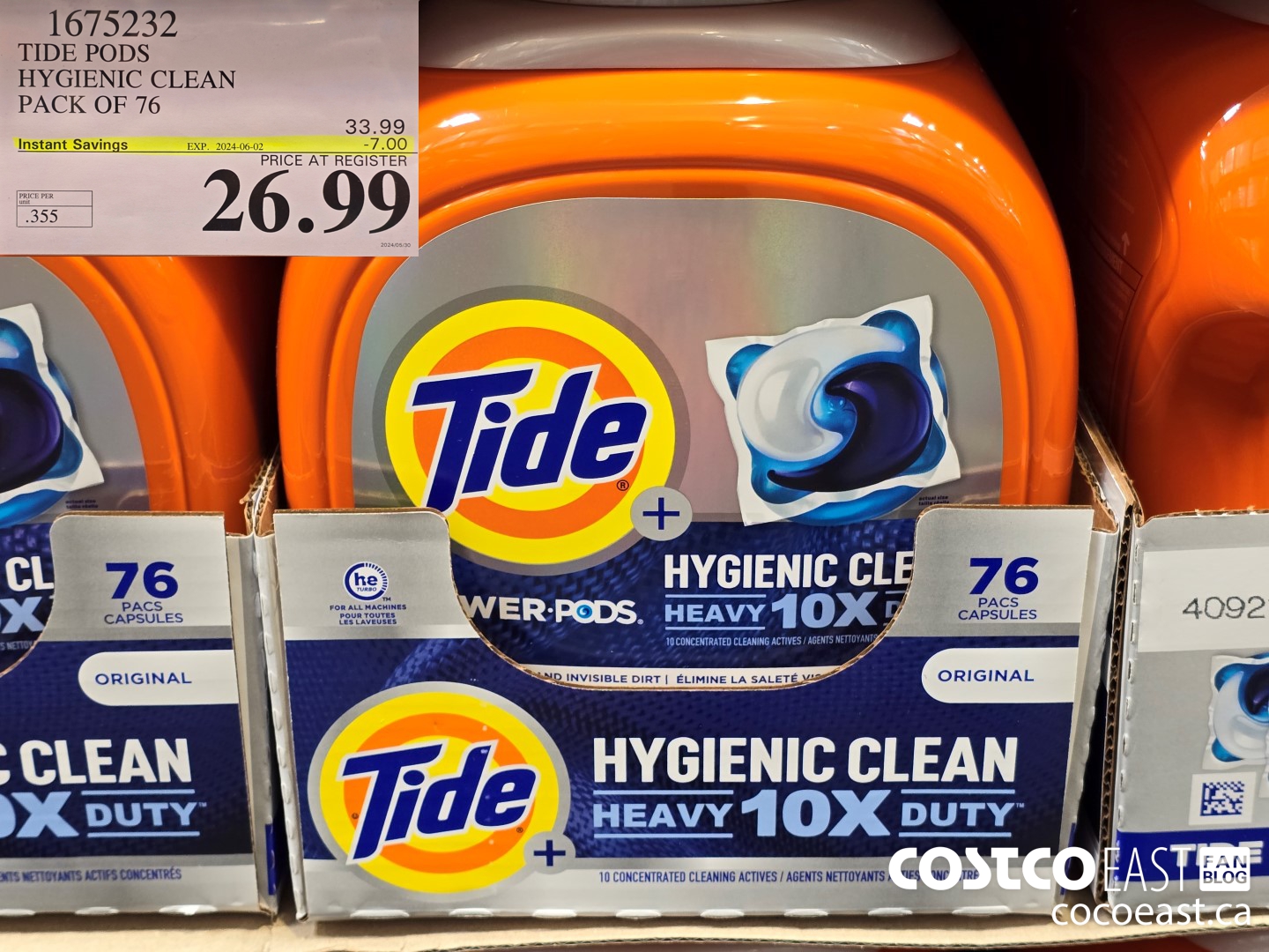 1675232 TIDE PODS HYGIENIC CLEAN PACK OF 76 ($7.00 INSTANT SAVINGS EXPIRES ON 2024-06-02) $26.99