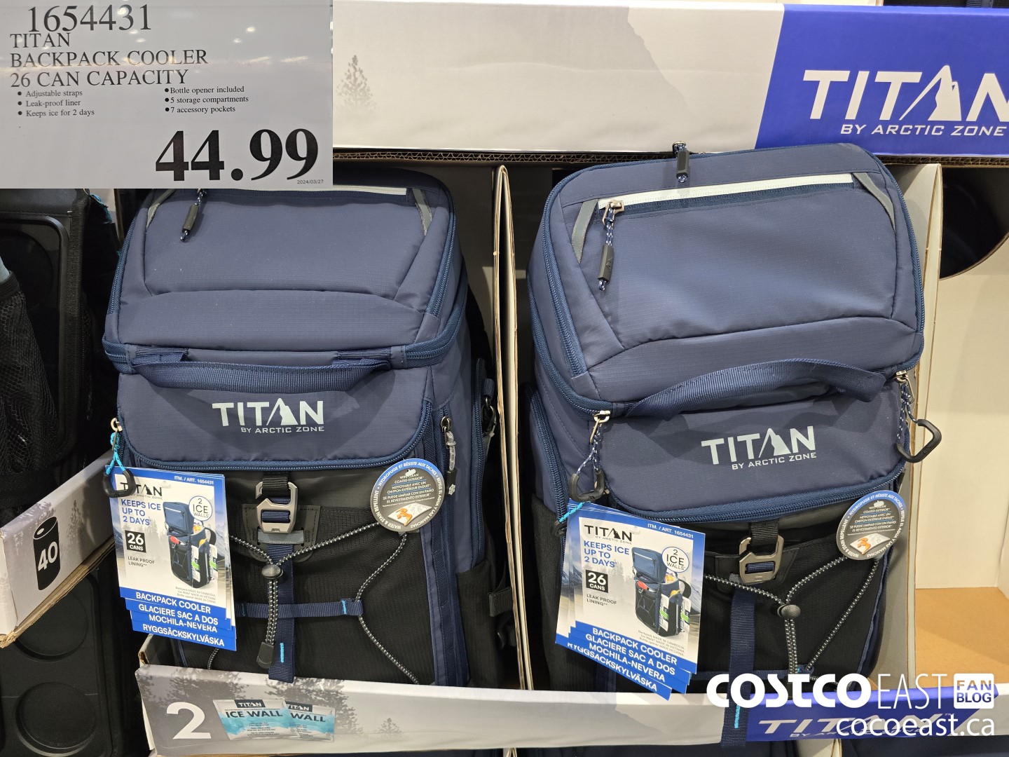 1654431 TITAN BACKPACK COOLER 26 CAN CAPACITY $44.99