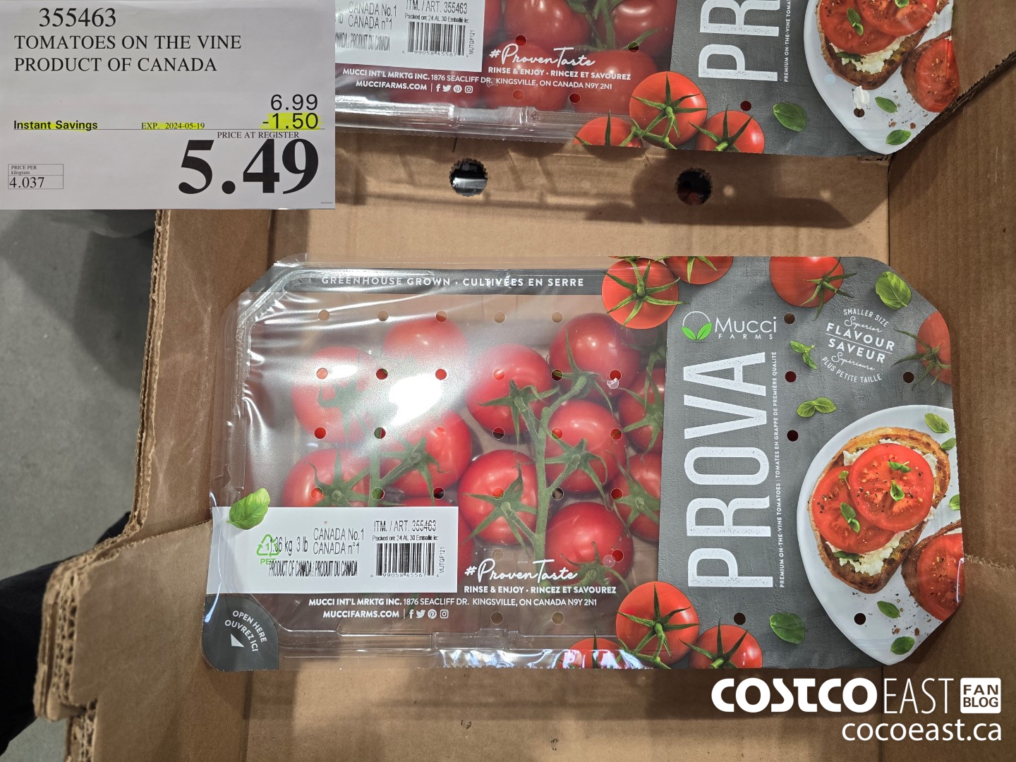 355463 TOMATOES ON THE VINE PRODUCT OF CANADA ($1.50 INSTANT SAVINGS EXPIRES ON 2024-05-19) $5.49