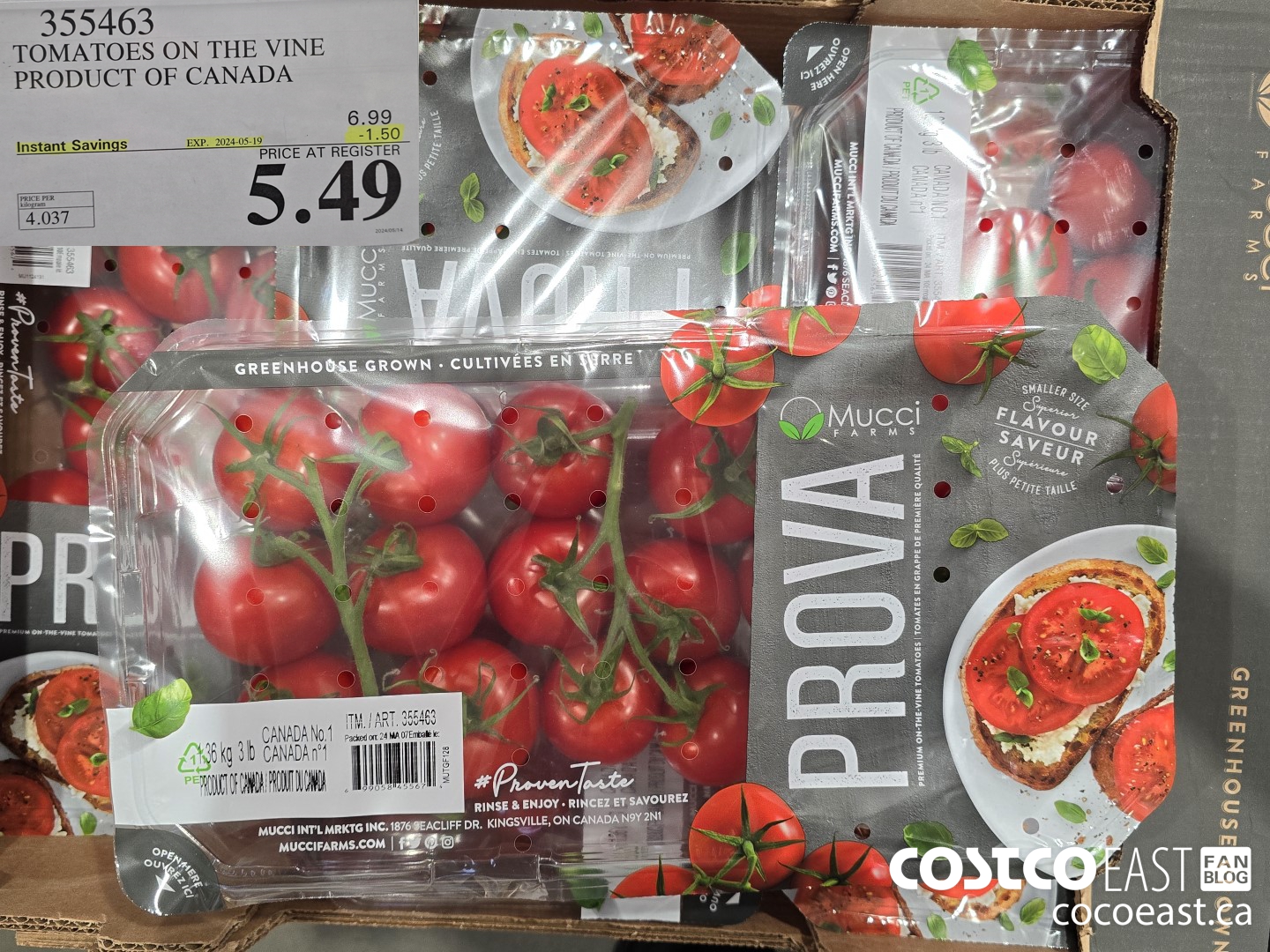 355463 TOMATOES ON THE VINE PRODUCT OF CANADA ($1.50 INSTANT SAVINGS EXPIRES ON 2024-05-19) $5.49