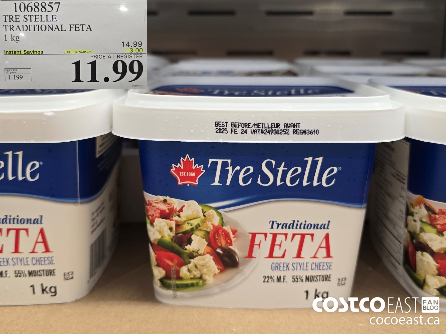 1068857 TRE STELLE TRADITIONAL FETA 1 KG ($3.00 INSTANT SAVINGS EXPIRES ON 2024-05-26) $11.99