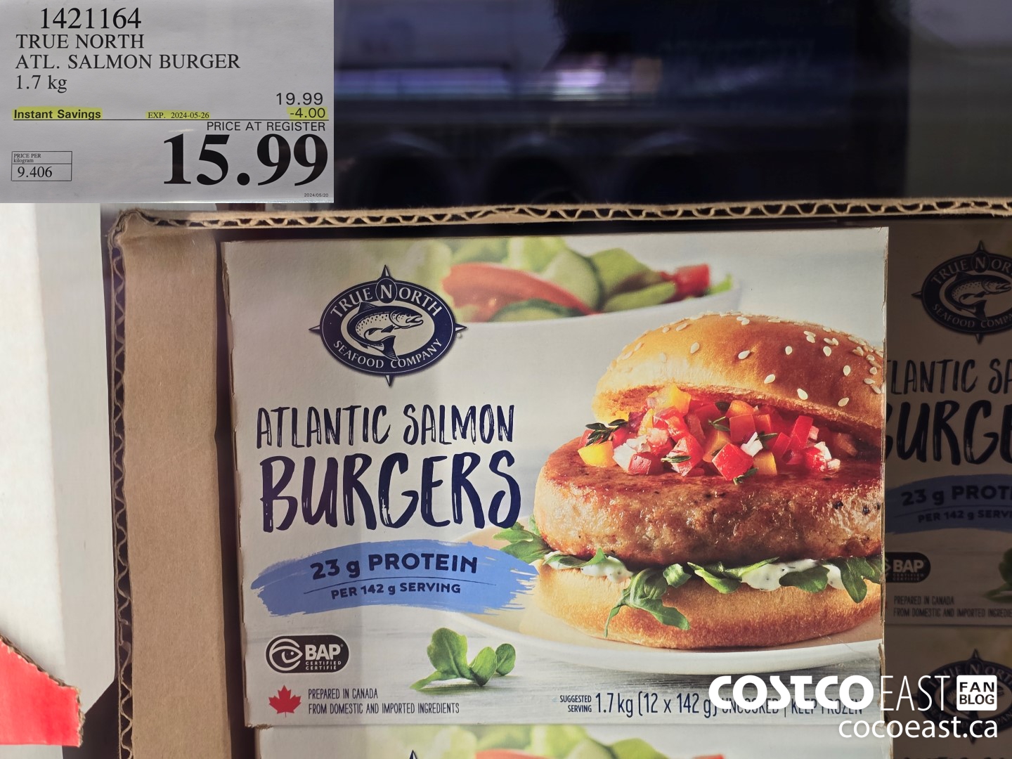 1421164 TRUE NORTH ATL. SALMON BURGER 1.7 kg ($4.00 INSTANT SAVINGS EXPIRES ON 2024-05-26) $15.99