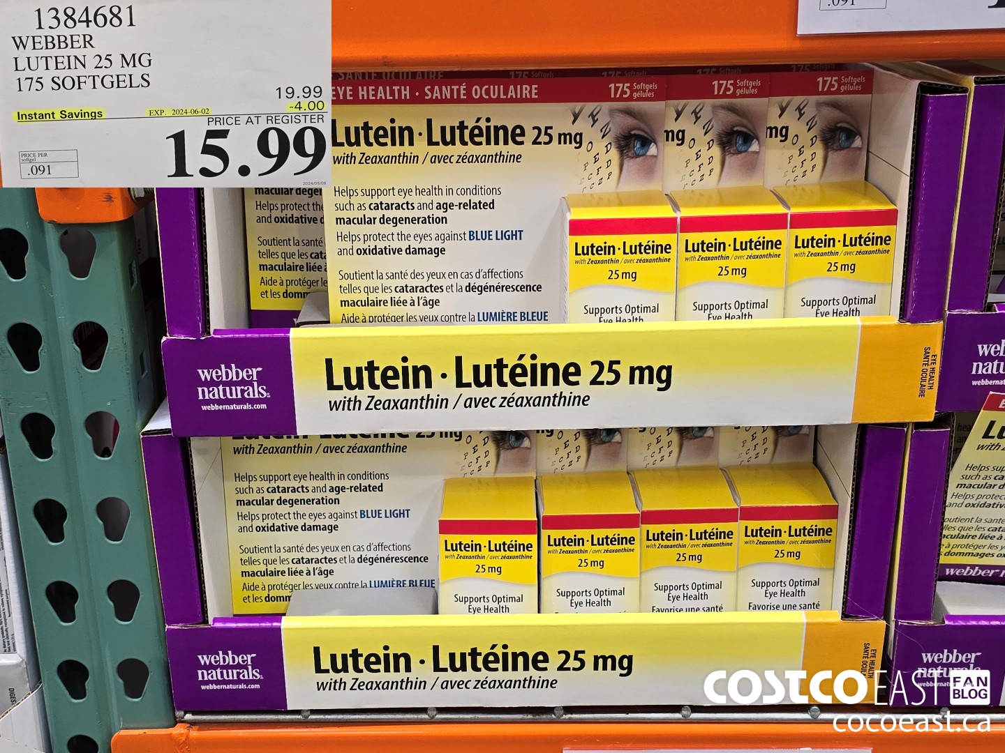 1384681 WEBBER LUTEIN 25 MG 175 SOFTGELS ($4.00 INSTANT SAVINGS EXPIRES ON 2024-06-02) $15.99