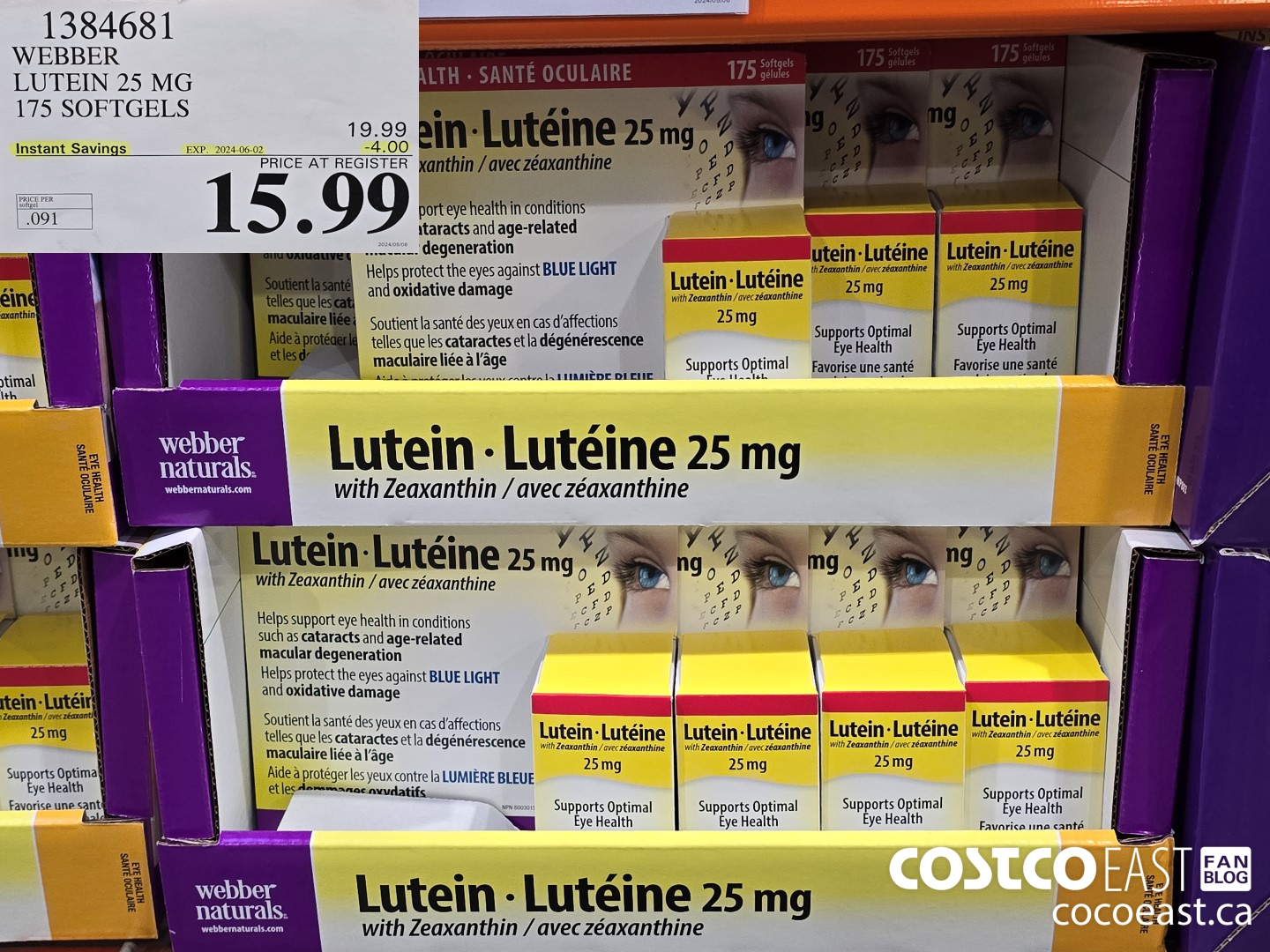 1384681 WEBBER LUTEIN 25 MG 175 SOFTGELS ($4.00 INSTANT SAVINGS EXPIRES ON 2024-06-02) $15.99