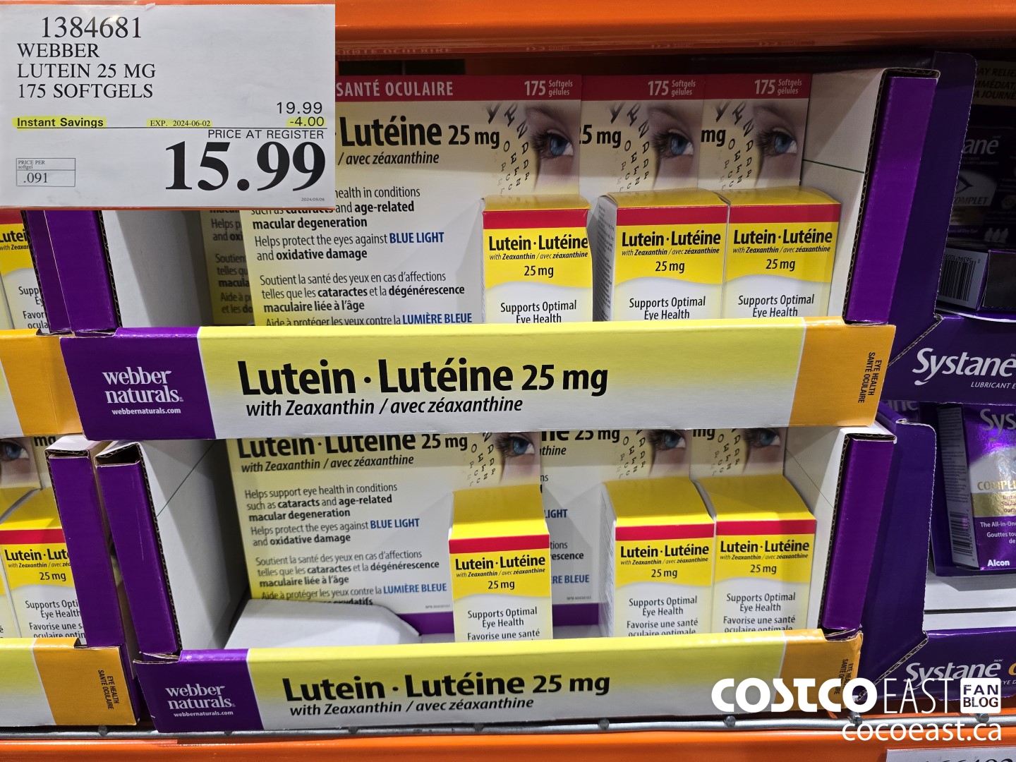 1384681 WEBBER LUTEIN 25 MG 175 SOFTGELS ($4.00 INSTANT SAVINGS EXPIRES ON 2024-06-02) $15.99