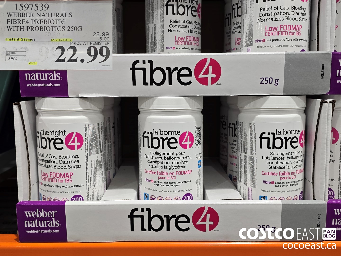 1597539 WEBBER NATURALS FIBRE4 PREBIOTIC WITH PROBIOTICS 250G ($6.00 INSTANT SAVINGS EXPIRES ON 2024-05-12) $22.99