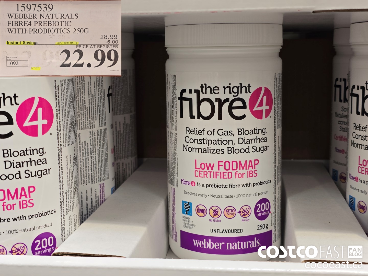 1597539 WEBBER NATURALS FIBRE4 PREBIOTIC WITH PROBIOTICS 250G ($6.00 INSTANT SAVINGS EXPIRES ON 2024-05-12) $22.99