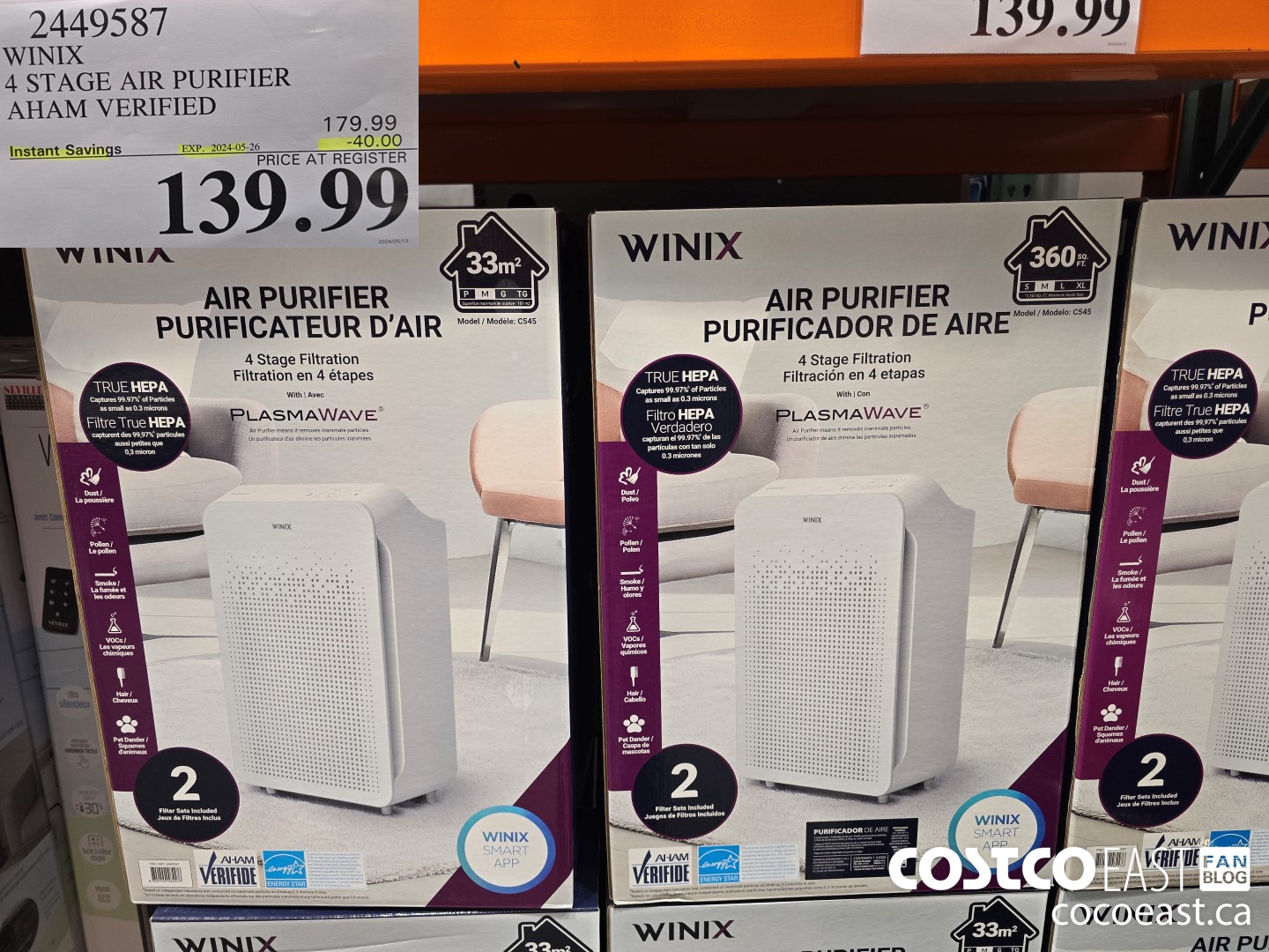 2449587 WINIX 4 STAGE AIR PURIFIER AHAM VERIFIED ($40.00 INSTANT SAVINGS EXPIRES ON 2024-05-26) $139.99