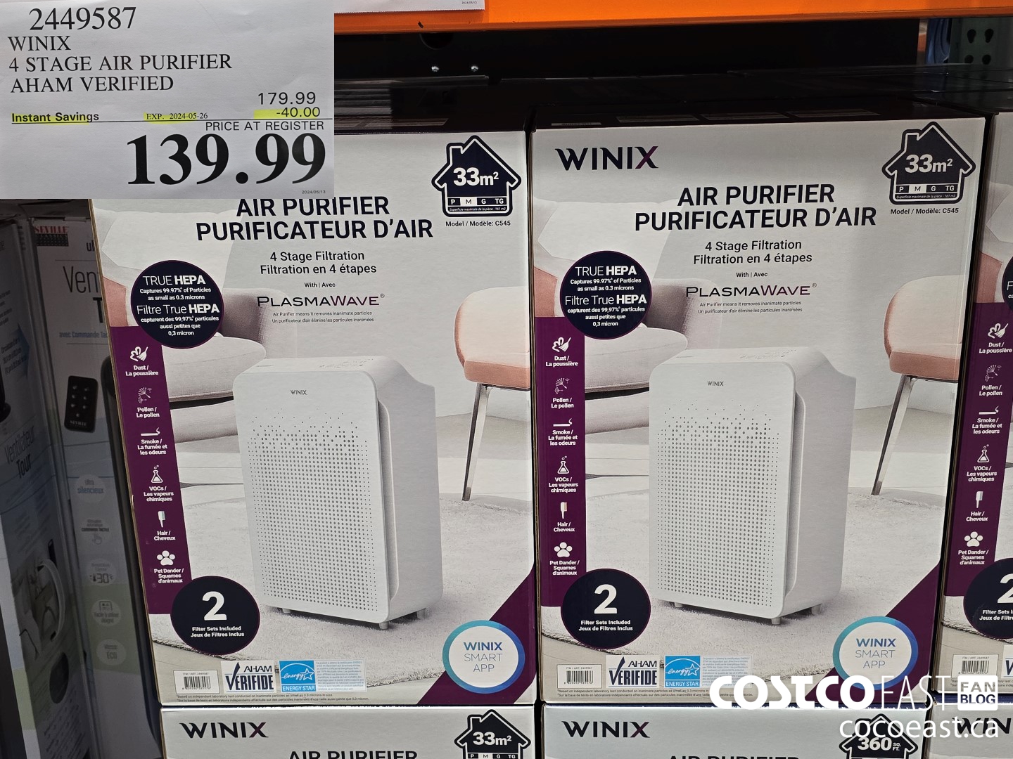 2449587 WINIX 4 STAGE AIR PURIFIER AHAM VERIFIED ($40.00 INSTANT SAVINGS EXPIRES ON 2024-05-26) $139.99