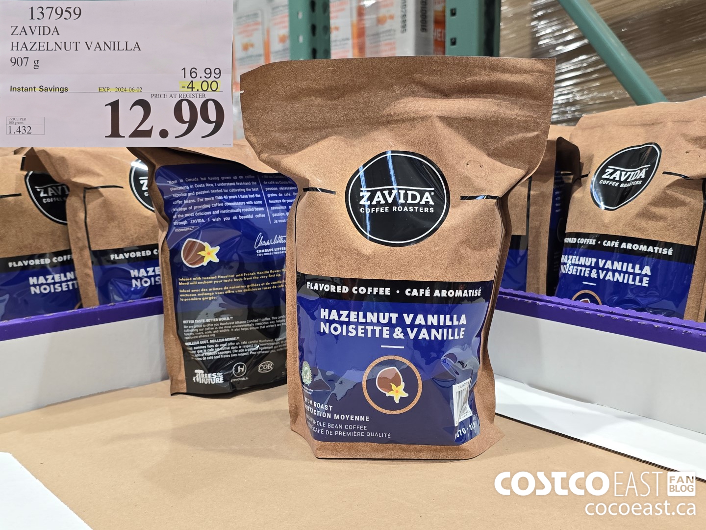 137959 ZAVIDA HAZELNUT VANILLA 907G ($4.00 INSTANT SAVINGS EXPIRES ON 2024-06-02) $12.99