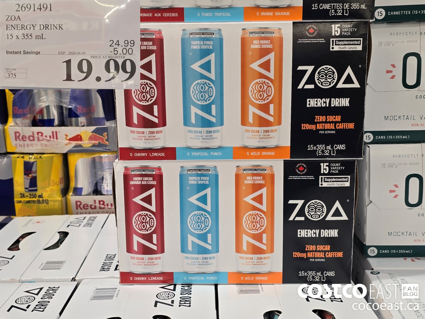 2691491 ZOA ENERGY DRINK 15 x 335 ML ($5.00 INSTANT SAVINGS EXPIRES ON 2024-06-09) $19.99