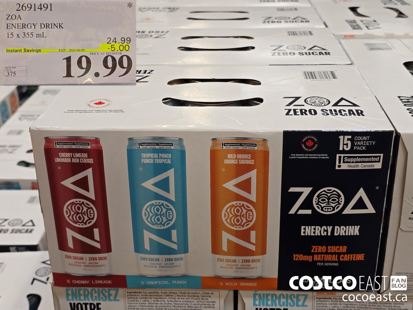 2691491 ZOA ENERGY DRINK 15 x 335 ML ($5.00 INSTANT SAVINGS EXPIRES ON 2024-06-09) $19.99