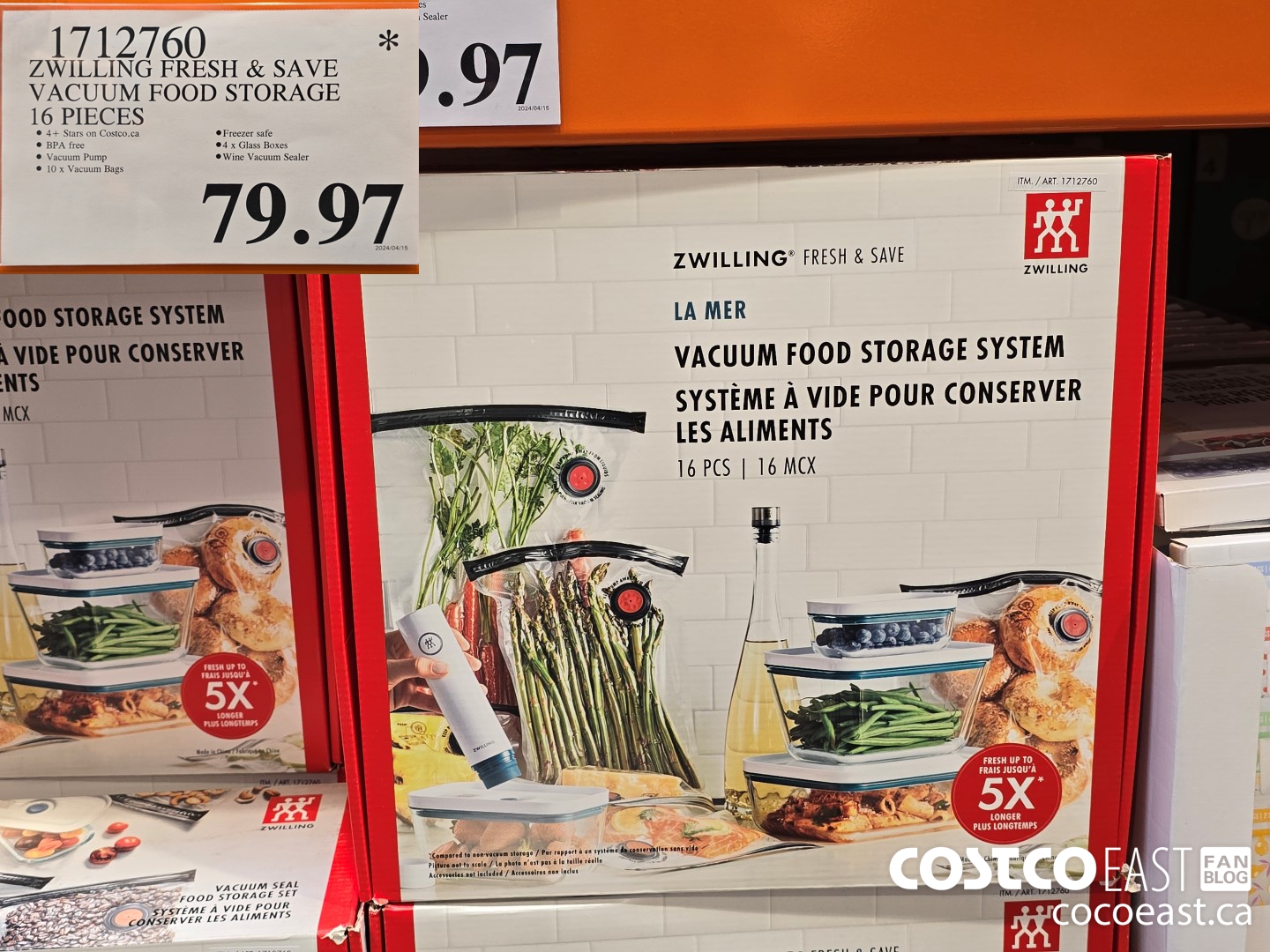 1712760 ZWILLING FRESH & SAVE VACUUM FOOD STORAGE 16 PIECES $79.97